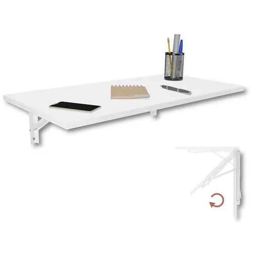 KDR Produktgestaltung Wandklapptisch 80x40 cm - Klapptisch für die Wand, vielseitig einsetzbar als Esstisch oder Schreibtisch, platzsparend und robust mit kratzfester Tischplatte.