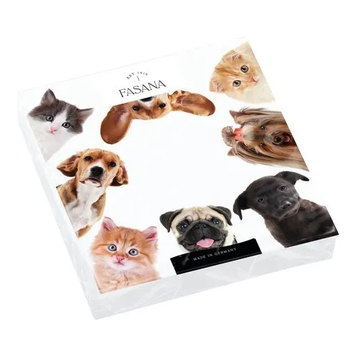 Servietten Hello my little Friends Hunde Katzen Haustiere Freunde  33x33cm 20