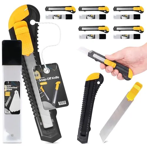 5x Cuttermesser 18 mm Teppichmesser Paketmesser Kartonmesser Cutter Metallmesser Folienmesser Universalmesser Abbrechmesser 55x Ersatzklingen Abbrechklingen