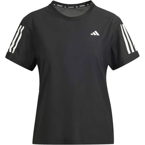 adidas Damen Own The Run Base Tee T-Shirt, Black/Reflective, XXS - Funktionsshirts mit regulärem Schnitt und feuchtigkeitsabsorbierendem AEROREADY-Material für optimalen Komfort beim Laufen. Reflektierende Details sorgen für Sichtbarkeit bei schlechten Lichtverhältnissen.