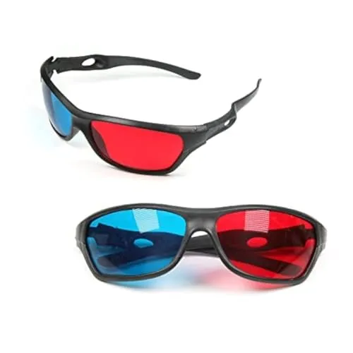 Othmro 2 x Rot-Blaue 3D-Brille, Cyan, Anaglyphe, dimensionale 3D-Visionbrille für TV, Spiel, DVD und virtuelles Video
