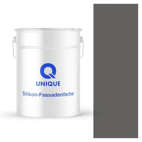 Q UNIQUE Fassadenfarbe Anthrazit 10L – Silikonharz-Außenfarbe, Wetterfest, Selbstreinigend, Hohe Deckkraft, UV-Beständig, Für WDVS, Beton & Mineralische Untergründe