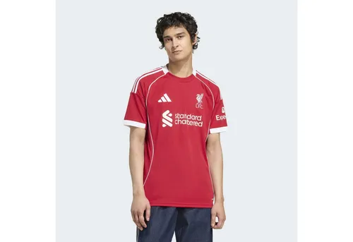 Adidas Liverpool FC Heimtrikot 2025/26 - Rot - Stylisches Heimtrikot für Fans des FC Liverpool, inspiriert von den 00er-Jahren. Mit feuchtigkeitsregulierender Technologie für hohen Tragekomfort und dem Liver Bird als Symbol der Teamverbundenheit.
