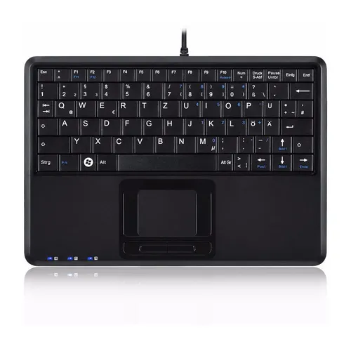 Perixx PERIBOARD-510H Plus - USB Mini-Tastatur - Kompakte kabelgebundene Tastatur mit integriertem 14 mm Trackball, ideal für platzsparende Arbeitsplätze.