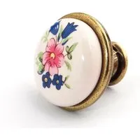 SOTECH Porzellanknopf KARI Ø28 mm Messing Antik Blume in gold von SO-TECH