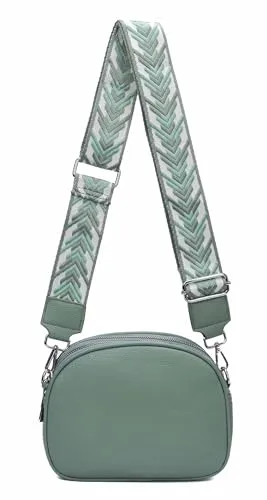 Damen Tasche Crossbody Umhängetasche Gürteltasche Bodybag Schultertasche Crossover Damentasche Kunstleder Handtasche Muster Taschengurt Reise Mint