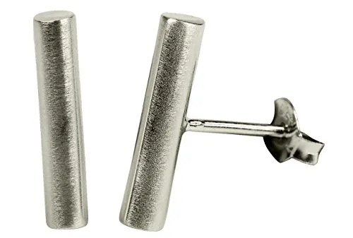 SILBERMOOS Paar Ohrstecker Stäbchenohrstecker aus 925 Sterling Silber - Ohrstecker aus 925 Sterling Silber, mattierte Oberfläche, elegantes Design, ideal für Büro und Freizeit, zeitlos und vielseitig kombinierbar.