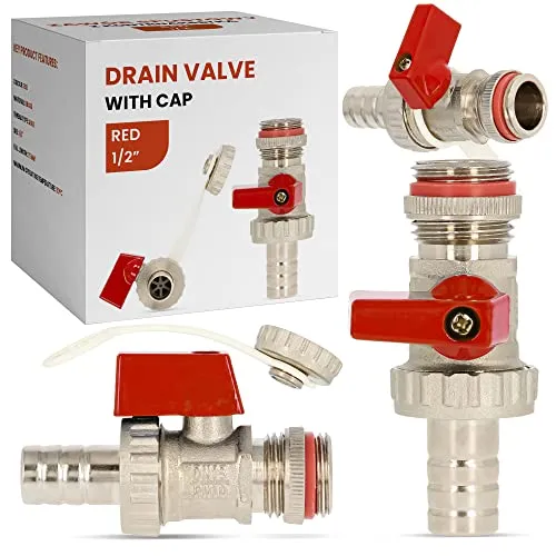 Entleerungsventil mit Kappe 1/2 Rot Griff