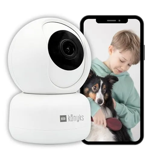 Konyks Camini 2 | Überwachungskamera für den Innenbereich WiFi | Bewegungserkennung und Geräusche | integrierte Sirene | Smartphone-Benachrichtigungen | Nachtsicht