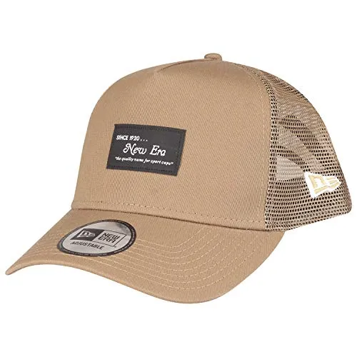 New Era Adjustable A-Frame Trucker Cap - Brand Patch beige