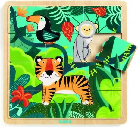 Eingebettetes Holzpuzzle - Dschungel der Tiere von Djeco