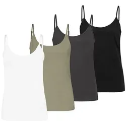 SUBLEVEL Shirttop Spaghettiträger-, einfarbig, Baumwolle, 4er-Pack (4-tlg) Strap-Top 4er-Pack schwarz L