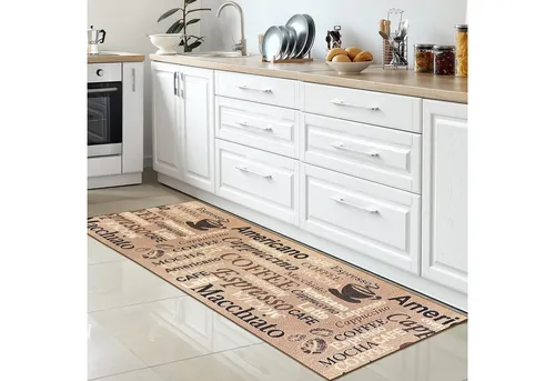 Carpetia Teppich Coffee Küchenläufer I beige I Gelrücken Küchenteppich, rechteckig, Höhe: 5 mm