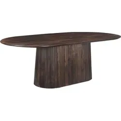 Livingfurn Esstisch Salvator Walnuss 200 cm - Elegantes Design aus Mangoholz - Moderner Küchentisch aus Mangoholz, oval mit sanft gerundeten Kanten. Ideal für gesellige Runden und bietet Platz für bis zu 6 Personen. Ein stilvolles Möbelstück für jeden Essbereich!