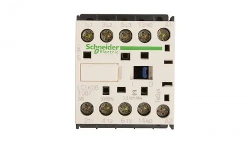 Leistungsschütz 6A 3P 24V AC 1Z 0R LC1K0610B7 - Fehlerstromschutz (RCD) für zuverlässige Schaltvorgänge, ideal für industrielle Anwendungen, 6A, 24V AC, von Schneider.