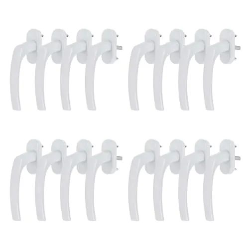 Alu Fenstergriff in Weiß RAL 9016 - 35mm Stiftlänge, 16 Stück - 16 x hochwertige Alu Fenster- und Balkontürgriffe in Weiß RAL 9016, ideal für Fenster mit 7mm Vierkantaufnahme. Robust, pulverbeschichtet und inklusive Montagezubehör.