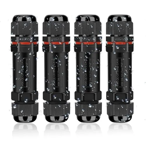 Kabelverbinder Wasserdicht IP68, Verbindungsmuffe Erdkabel Verbindungsbox 3-polig für Ø3-12 mm Kabeldurchmesser, Verteilerdose Abzweigdose Außen Wasserdicht, 4 Stück Schwarz