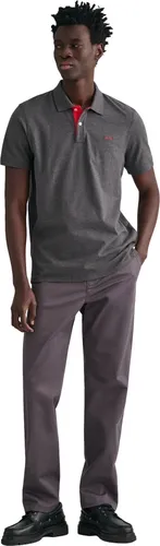 Gant Poloshirt REG CONTRAST PIQUE SS POLO grau M - Herren-Shirt aus 96 % Baumwolle und 4 % Elasthan, sorgt für hohen Tragekomfort und eine perfekte Passform.