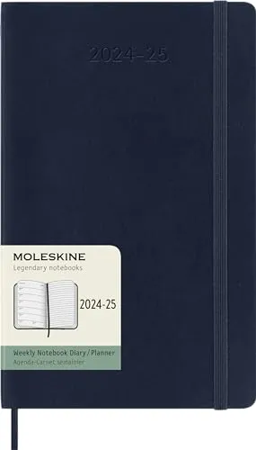 Moleskine Wochenplaner 2024-2025, Saphirblau - Terminkalender für 18 Monate, ideal für Studenten, Lehrer und Profis. Mit Platz für Notizen und elastischem Verschluss, perfekt zur Organisation Ihrer Termine und Ideen.