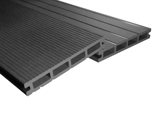 Endorphin® WPC Terrassendielen Komplettset 2-50m² Anthrazit - Terrassen- & Balkonfliesen, Komplettset mit Unterkonstruktion & Clips – wetterfest, pflegeleicht und rutschfest für sorgenfreies Barfußlaufen.