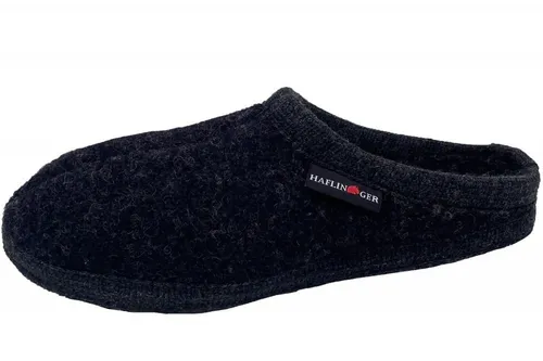 HAFLINGER Walktoffel Alaska - Wolle Filzpantoffel Hausschuh Graphit, Größe 39, atmungsaktiv und rutschfest für warme Füße
