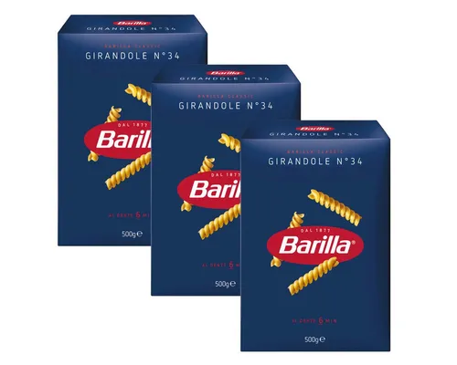 Barilla Nudeln, Barilla Girandole Nr 34 Kurze Pasta aus Hartweizengriess 500g 3er Pack