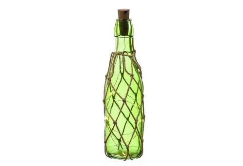 MARELIDA LED Dekolicht LED Dekoflasche mit Lichterkette Juteseil Leuchtflasche H: 28cm grün, LED Classic, warmweiß (2100K bis 3000K)