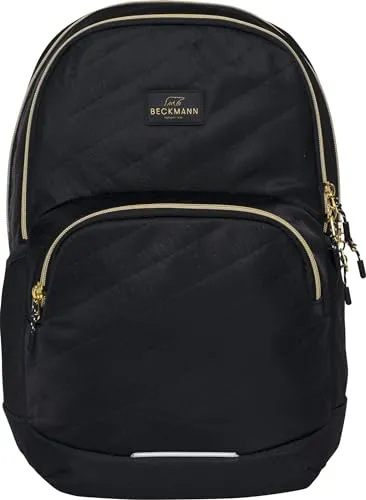 Beckmann Schulrucksack Sport Junior Black Gold, 30L - Schulranzen für die 5. Klasse mit sportlichem Design, Laptopfach und optimaler Gewichtsverteilung für maximalen Komfort.