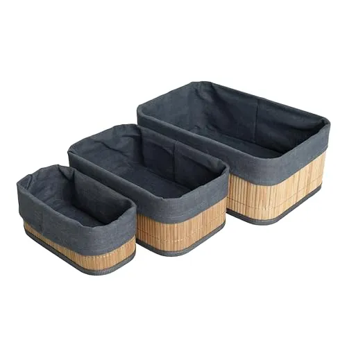 ESTEXO Bambuskorb Set Aufbewahrungsbox 3 Größen Aufbewahrungskorb Bambus Organizer