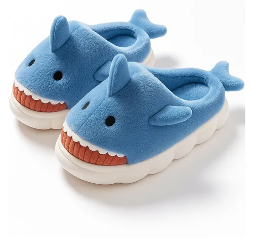 Corimori Flauschige Haifisch Pantoffeln Plüsch Hausschuhe (Packung, Geschenk) rutschfeste Sohle & weiches Innenfutter, Hai Slipper, EU Größe 40-41