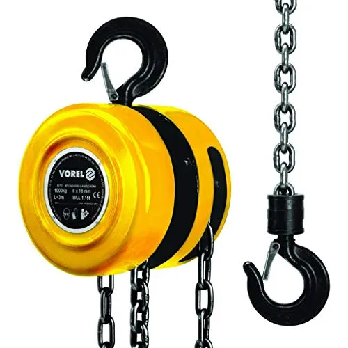 Vorel 80751 Kettenblock, 1.000 kg - Chokerketten mit einer Traglast von 1000 kg und einer Hubhöhe von 2,5 m, ideal für schwere Hebearbeiten und professionelle Anwendungen.