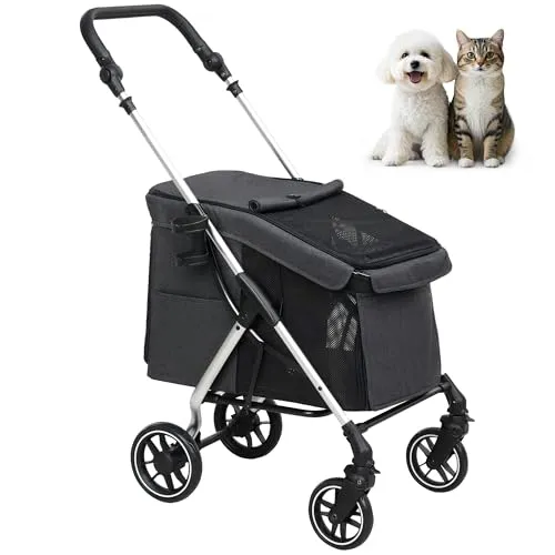 PawHut Hundewagen Polyester, Aluminium - Sonstiger Hundebedarf: Leichter und faltbarer Hundebuggy für Hunde bis 10 kg, ideal für Outdoor-Abenteuer mit Ihrem vierbeinigen Freund.