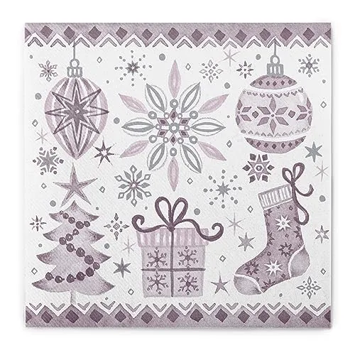 Sovie HOME Serviette Jolina in Pflaume aus Linclass® Airlaid, Einweg Weihnachtsserviette stoffähnlich, ideal für Weihnachten Advent Christmas, 40 x 40 cm, 12 Stück