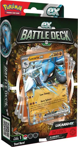 Pokémon TCG: Lucario ex Battle Deck - Spielfertiges 60-Karten Deck - Gesellschaftsspiel mit Lucario ex und mächtigen Pokémon-Ex für sofortige Action! Enthält alles für spannende Kämpfe, inklusive Deck-Box und Online-Code für Pokémon TCG Live.