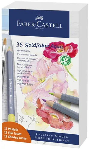 FABER-CASTELL Goldfaber Aqua Aquarellstifte, 36 farbsortierte Stifte - Aquarellstifte in 36 Pastellfarben, ideal für kreative Kunstprojekte und einfaches Mischen von Farben.