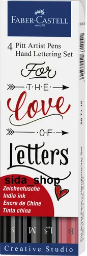 Faber Castell Tuschestift schwarz/rot PITT artist pen Handlettering 4er Etui 115