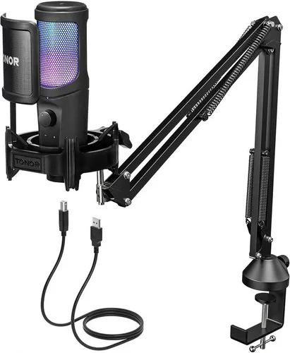 Produktbild TONOR TC40 RGB USB Mikrofon mit Mute-Taste & Arm für PC, PS4, PS5