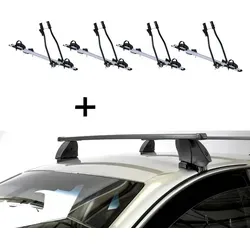 Fahrradträger SAGITTAR + Dachträger K1 MEDIUM für Audi A4 (B6/8E/8H) - Fahrradträger-Set für Audi A4 (B6/8E/8H) (4Türer) 00-04, ideal für den Transport von bis zu 4 Fahrrädern, inklusive hochwertiger Dachträger für maximalen Komfort und einfache Montage.