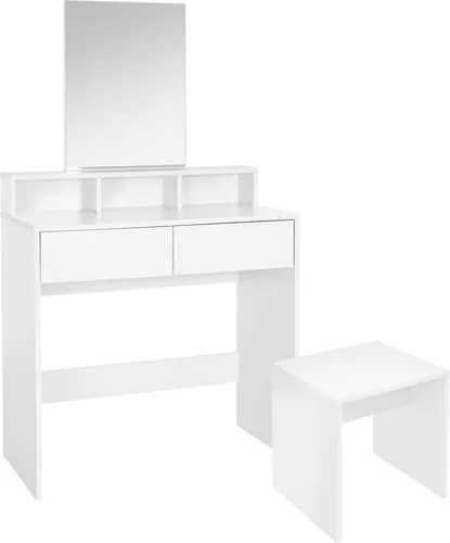 ML-DESIGN Schminktisch mit Spiegel und Hocker - Modernes Make-up Möbel in Weiß - Schminktische mit großzügiger Ablagefläche und praktischem Stauraum. Inklusive Spiegel und komfortablem Hocker für ein entspanntes Schminkerlebnis.