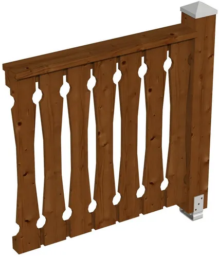 Skanholz Brüstungsgeländer Balkonschalung, 108 cm Länge, 96 cm Höhe - Zubehör für Gartenhäuser, robustes Holzgeländer in edlem Nussbaum, perfekt für Balkone und Terrassen mit 5 Jahren Herstellergarantie.
