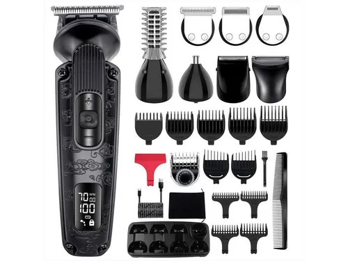 HATTEKER Haar- und Bartschneider HT-6188, Körperhaartrimmer, Wasserdicht, Einstellbare Geschwindigkeit, 8 in 1