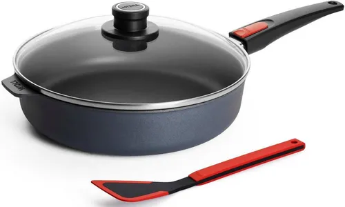 WOLL MADE IN GERMANY Schmorpfanne Diamond Lite 3-tlg - Pfannen-Set aus Aluminium mit schnitt- und kratzfester Diamant-Versiegelung, ideal für Induktion und spülmaschinenfest. Inklusive abnehmbarem Stielgriff und Pfannenwender.