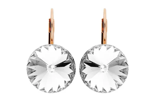 LÖB Paar Creolen 18K Roségold vergoldet Ohrringe Hängend Kristall Anhänger Stein Weiß (Geschenke für Frauen Beste Freundin Mutter Mama Damen zum Geburtstag Weihnachten Weihnachtsgeschenke, Inkl. Schmuckbox), Damen Ohrhänger Brisur Creolen Strass Tropfenanhänger Tropfenform Rund