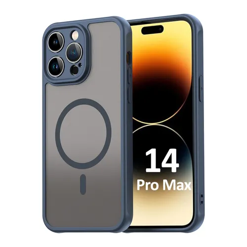 Magsafe Handyhülle für Apple iPhone 14 Pro Max Matt Case Schutzhülle Blau