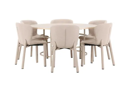 ebuy24 Essgruppe Copenhagen mit Tisch Ø140 cm und 6 Stühlen - Elegante Essgruppe für stilvolle Küchen und Esszimmer, inklusive einem großzügigen Tisch und komfortablen Stühlen – ideal für gesellige Runden.
