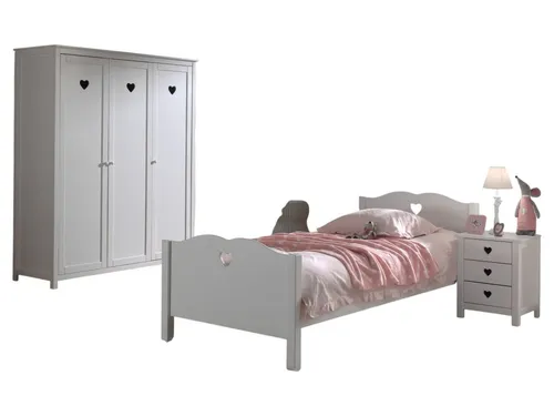 aufm Kessel Jugendzimmer-Set Kamila 6 für Mädchen - Vielseitiges Kinderzimmer-Set aus hochwertigem MDF in Weiß. Mit herzförmigen Ausschnitten und stabiler Konstruktion. Ideal für eine liebevolle Gestaltung des Kinderzimmers.