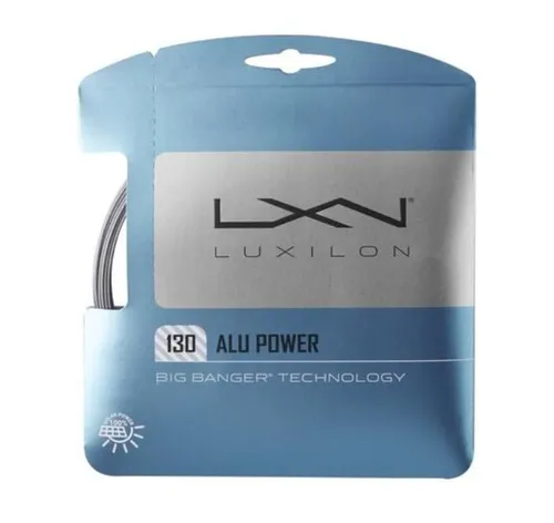 Luxilon Tennissaite Alu Power 1.30 (Haltbarkeit+Power) silber 12m Set, Saitendicke: 1.30