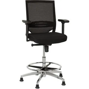 hJh-OFFICE Arbeitsstuhl Top Work 77, schwarz - Ergonomischer Bürostuhl mit höhenverstellbarem Fußring und atmungsaktivem Netzbezug, ideal für stundenlanges Arbeiten und bis 110 kg belastbar.
