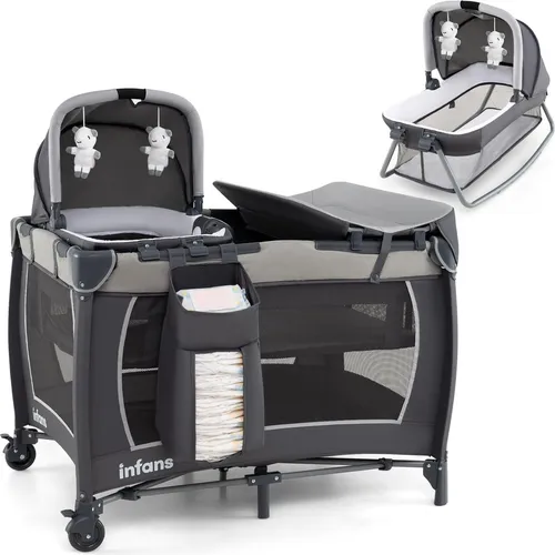 5-in-1 tragbares Babybett mit Wickeltisch und Babywiege