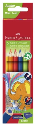 FABER-CASTELL Dreikant-Buntstifte Jumbo 6er Etui